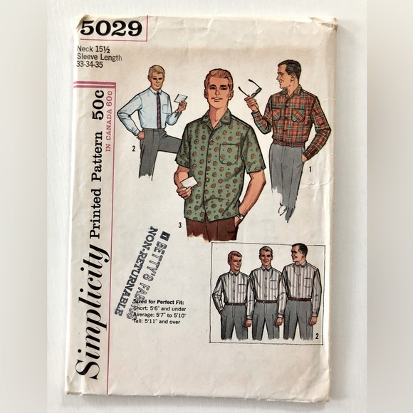 VTG 70s simplicity sewing pattern men's short sleeve shirt epaulets size 38-40 - Picture 15 of 16